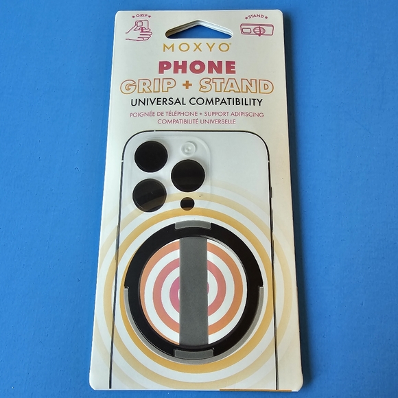 MOXYO Universal Phone Ring / Grip & Stand - BLACK/SILVER/GRAY - Picture 1 of 4